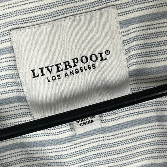 Liverpool Los Angeles Classic Jean Jacket Womens Large Blue Dotted Stripe Denim - Picture 3 of 10